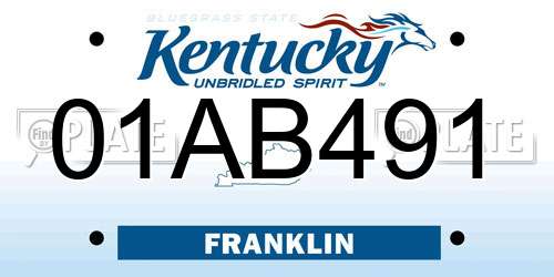 01AB491 Kentucky License Plate