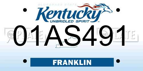 01AS491 Kentucky License Plate