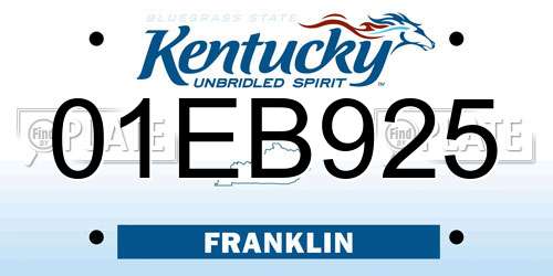 01EB925 Kentucky License Plate