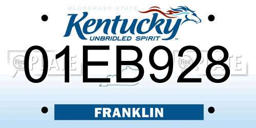 01EB928 Kentucky License Plate