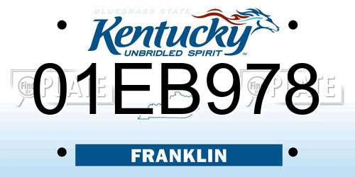 01EB978 Kentucky License Plate
