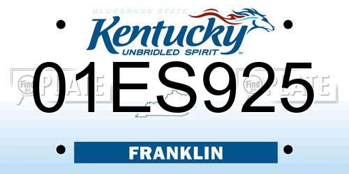 01ES925 Kentucky License Plate