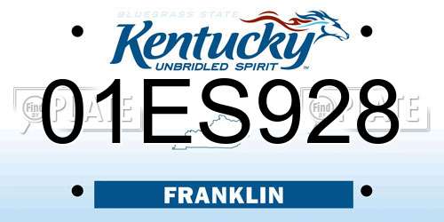 01ES928 Kentucky License Plate