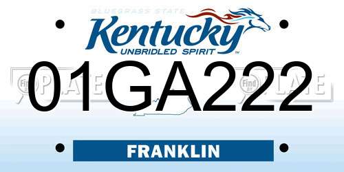 01GA222 Kentucky License Plate
