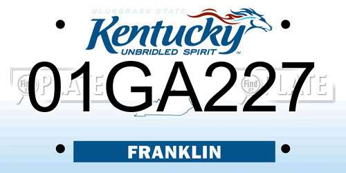 01GA227 Kentucky License Plate