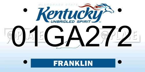 01GA272 Kentucky License Plate