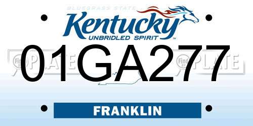 01GA277 Kentucky License Plate