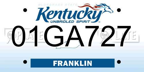 01GA727 Kentucky License Plate