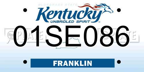 01SE086 Kentucky License Plate