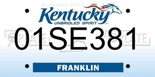 01SE381 Kentucky License Plate