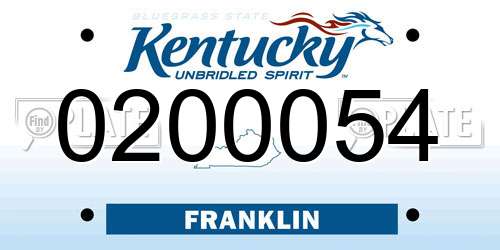 0200054 Kentucky License Plate