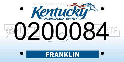 0200084 Kentucky License Plate