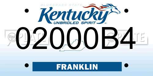 02000B4 Kentucky License Plate