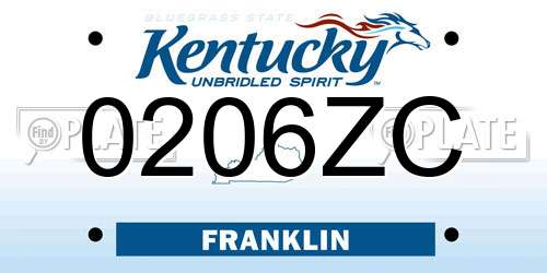 0206ZC Kentucky License Plate