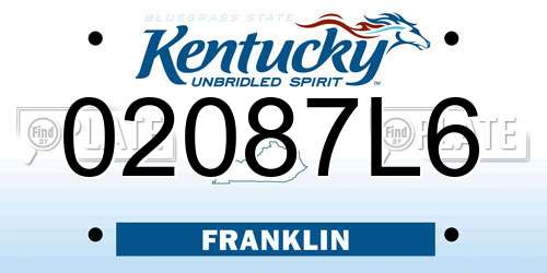 02087L6 Kentucky License Plate