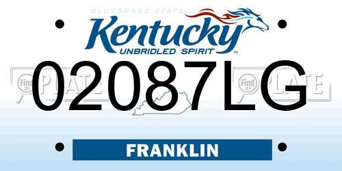 02087LG Kentucky License Plate