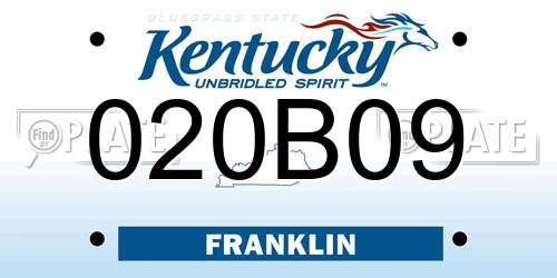 020B09 Kentucky License Plate