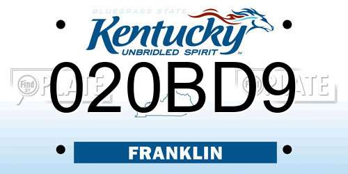 020BD9 Kentucky License Plate