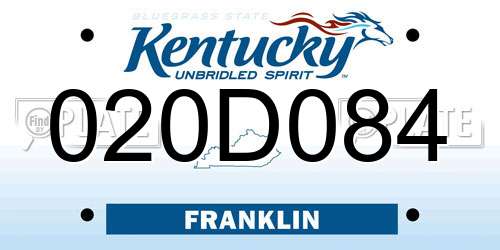 020D084 Kentucky License Plate