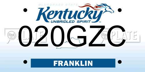 020GZC Kentucky License Plate