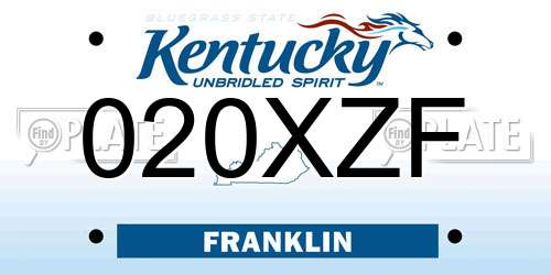 020XZF Kentucky License Plate