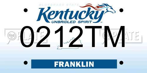 0212TM Kentucky License Plate