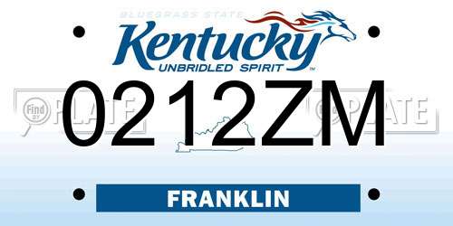 0212ZM Kentucky License Plate