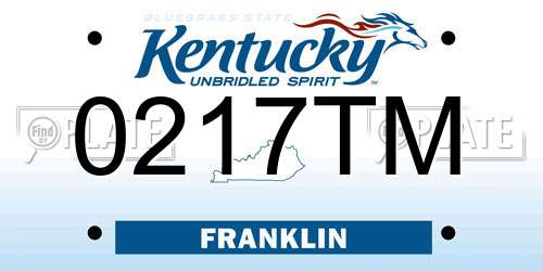 0217TM Kentucky License Plate
