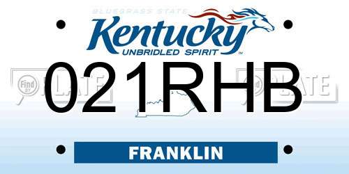021RHB Kentucky License Plate