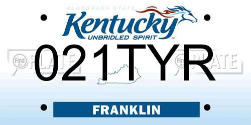 021TYR Kentucky License Plate