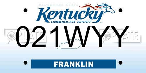 021WYY Kentucky License Plate