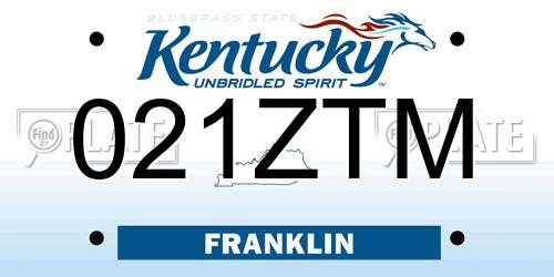 021ZTM Kentucky License Plate