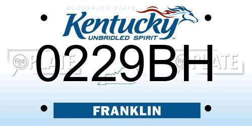 0229BH Kentucky License Plate