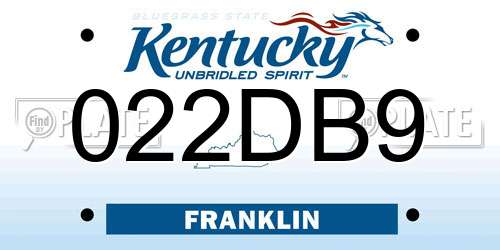 022DB9 Kentucky License Plate