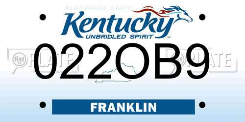 022OB9 Kentucky License Plate