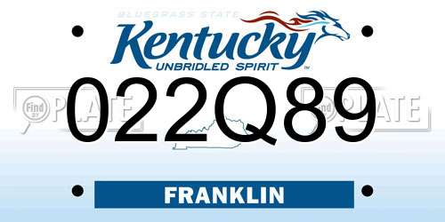 022Q89 Kentucky License Plate