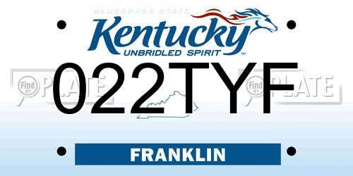 022TYF Kentucky License Plate