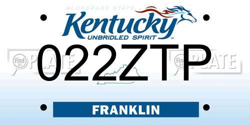 022ZTP Kentucky License Plate