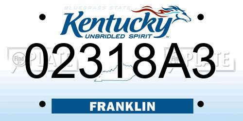 02318A3 Kentucky License Plate