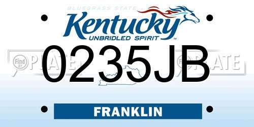 0235JB Kentucky License Plate