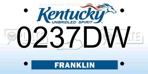 0237DW Kentucky License Plate