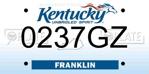 0237GZ Kentucky License Plate