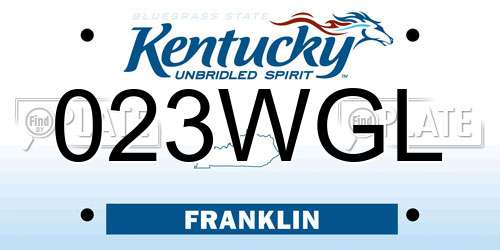 023WGL Kentucky License Plate