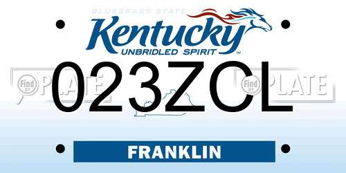 023ZCL Kentucky License Plate