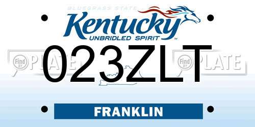023ZLT Kentucky License Plate