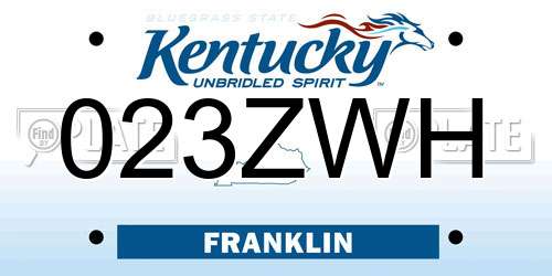 023ZWH Kentucky License Plate