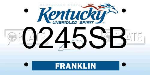 0245SB Kentucky License Plate
