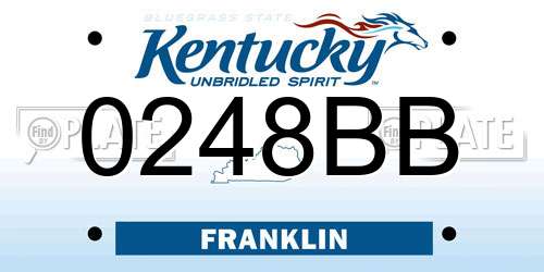 0248BB Kentucky License Plate