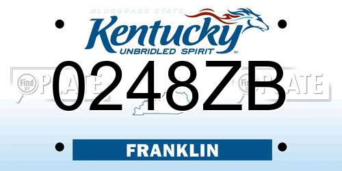 0248ZB Kentucky License Plate