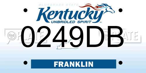0249DB Kentucky License Plate